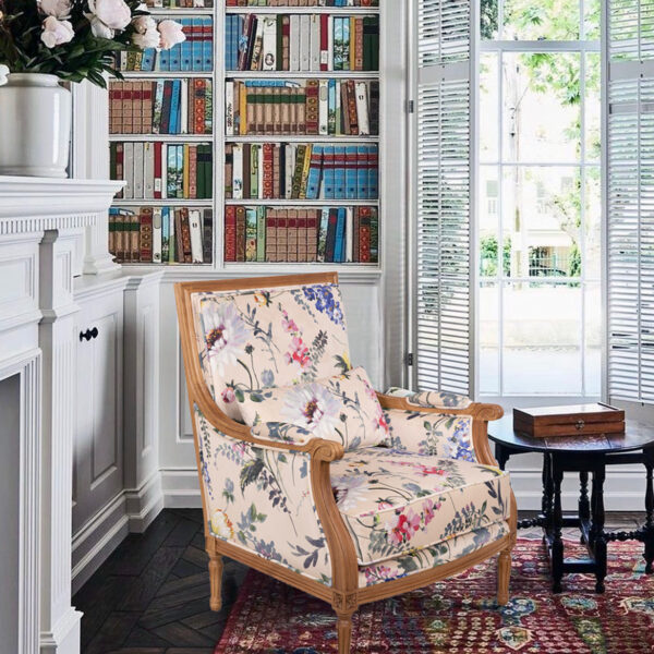 Fauteuil de style Louis XVI réalisé en Chêne massif  Tissu FSM Grayish Orange