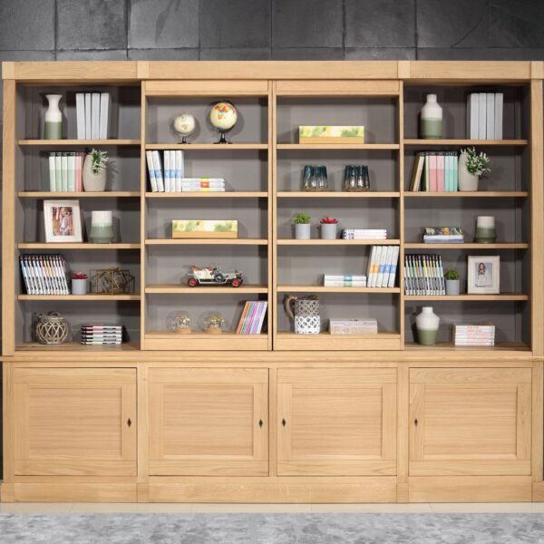 Bibliothèque 2 corps Thibaut spécial TV réalisée en Chêne de style contemporain