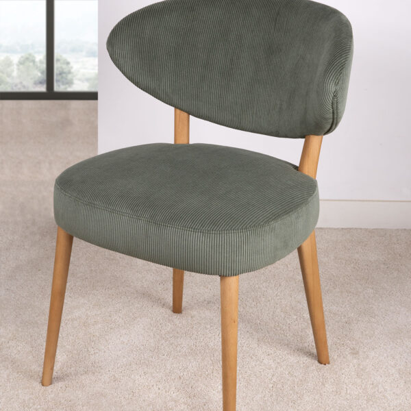 Chaise ou Fauteuil de table Agathe réalisé en Frêne Massif Tissu velours côtelé Scala