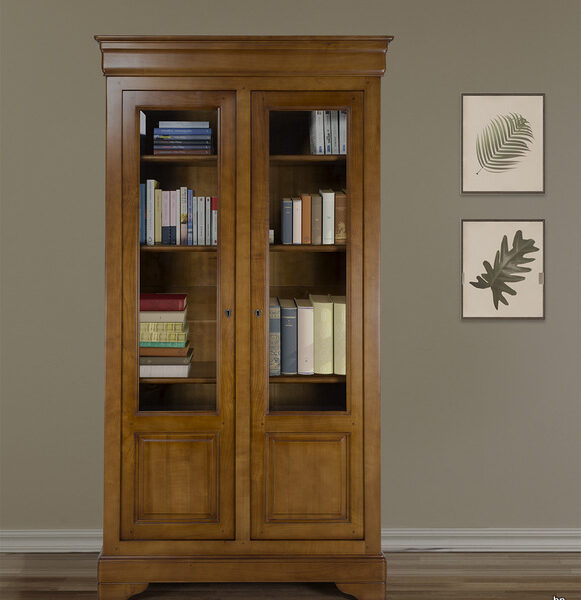 Bibliothèque 2 portes Antoine réalisée en Chêne Massif de style Louis Philippe Largeur 100 cm