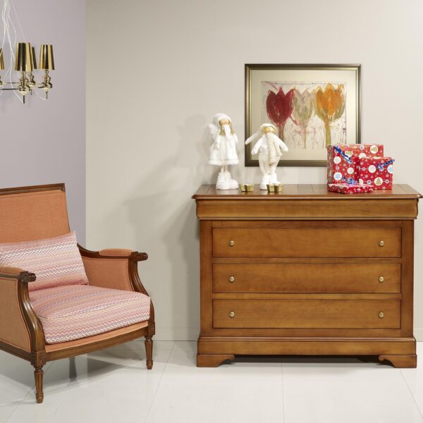 Commode 4 tiroirs Salomé, réalisée en Merisier Massif de style Louis Philippe