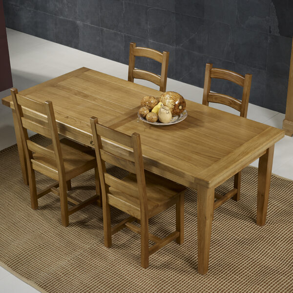 Table de Ferme Rectangulaire Francois, réalisée en Chêne massif  160x100 + 2 allonges de 40 cm