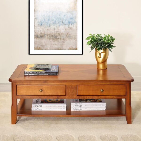 Table Basse Flore réalisée en merisier de style Louis Philippe Plateau marqueté