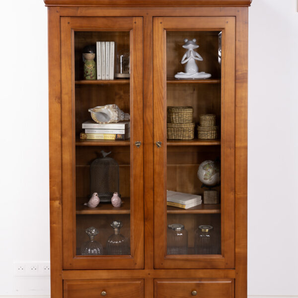 Bibliothèque 2 portes Amandine, réalisée en Merisier Massif de style Louis Philippe