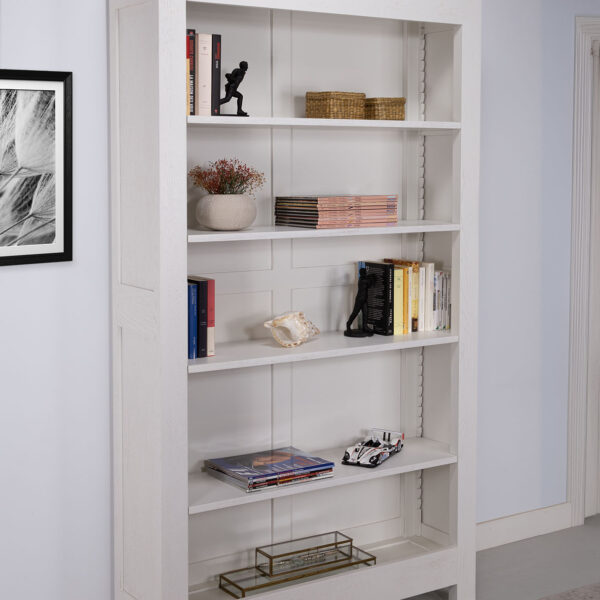 Bibliothéque Collection Nature réalisée en chêne massif 4 étagères Finition Chêne Brosse Ivoire