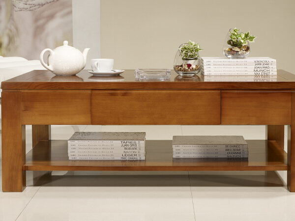 Table basse rectangulaire Magaly réalisée en Merisier Ligne Contemporaine Longueur 120