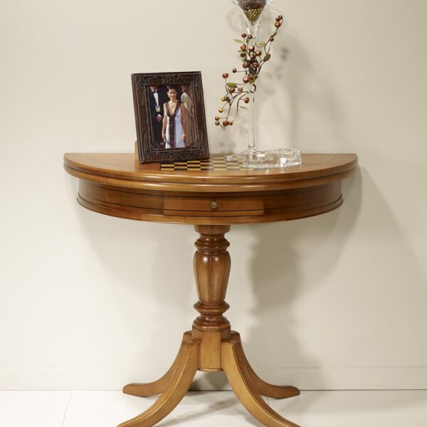 Table à jeux Demi-lune en Merisier de style Louis Philippe