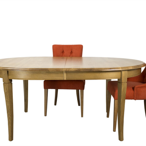 Table ovale Christophe 180*120 réalisée en Chêne Massif de style Louis Philippe 2 allonges incorporées de 40 cm