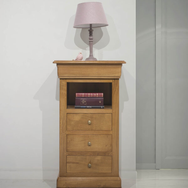 Meuble Téléphone Lucas en Chêne Massif  de style Louis Philippe (ou meuble d'appoint) Finition Chêne Naturel
