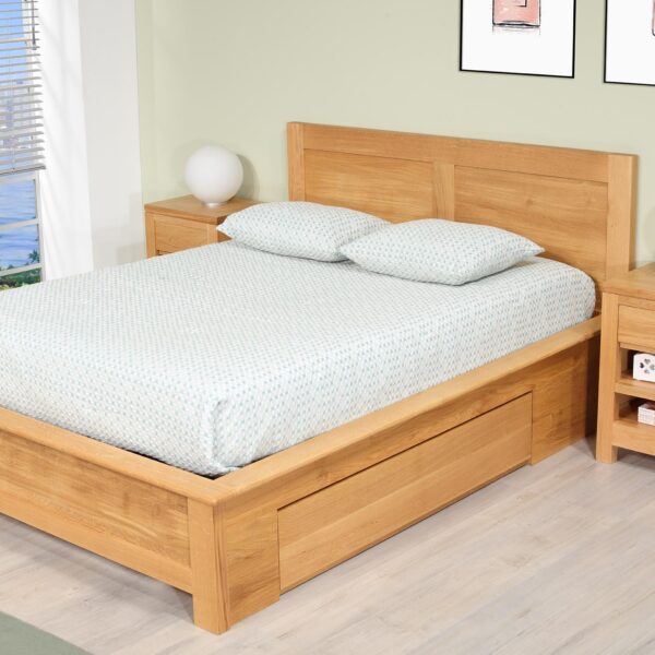 Lit Collection Nature 140*190 réalisé en Chêne massif  AVEC TIROIRS Finition traditionnelle Chêne Naturel