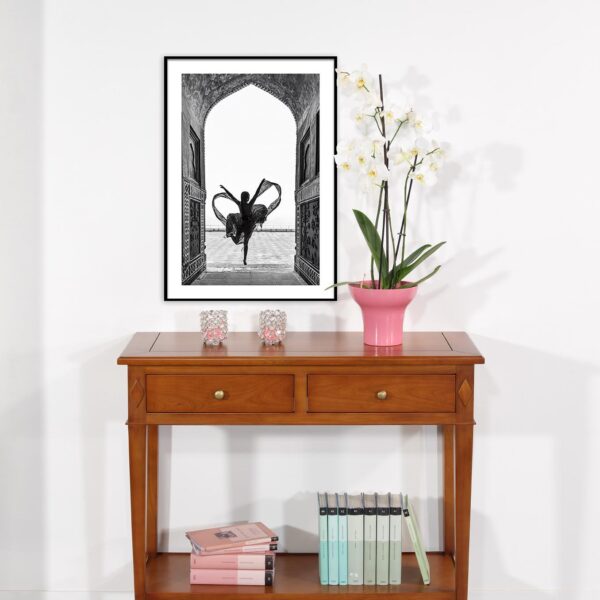 Console 2 tiroirs réalisée en Merisier de style Directoire - Merisier doré