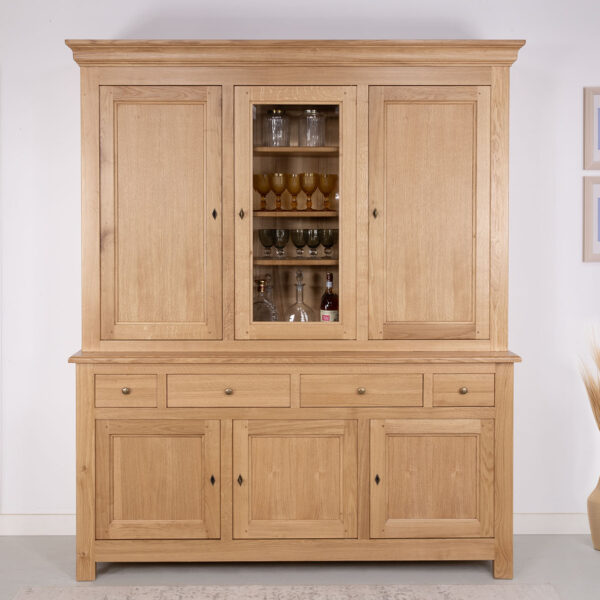 Bahut 2 corps Emmanuel 6 portes 4 tiroirs en Chêne Massif de style Campagne