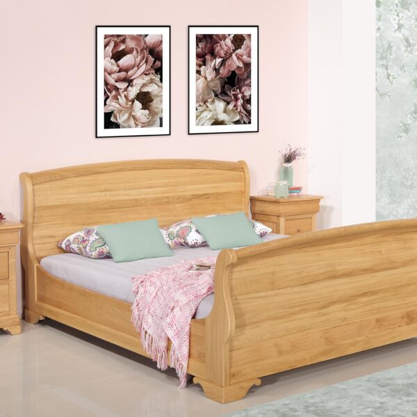 Lit Hugo 180*200 en Chêne Massif de style Louis Philippe Finition Cirée et Lustrée SEULEMENT 1 DISPONIBLE