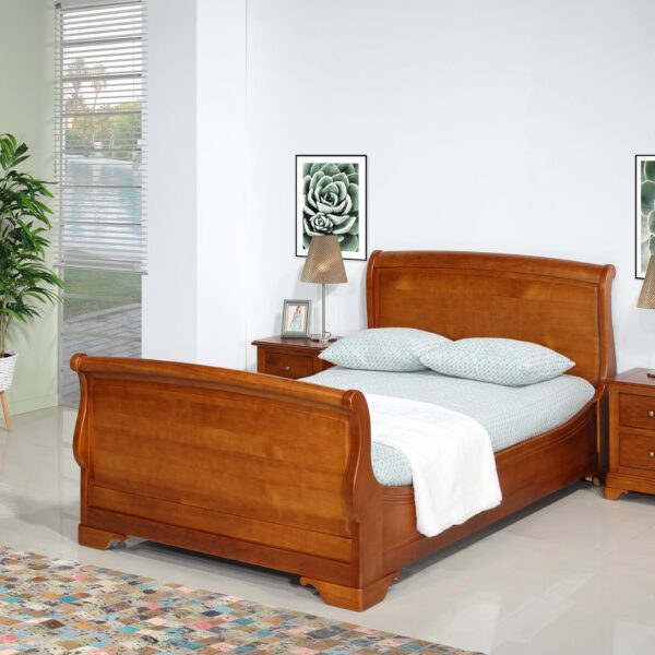 Lit Louise réalisé en Merisier Massif de style Louis Philippe Pour literie de 120x190