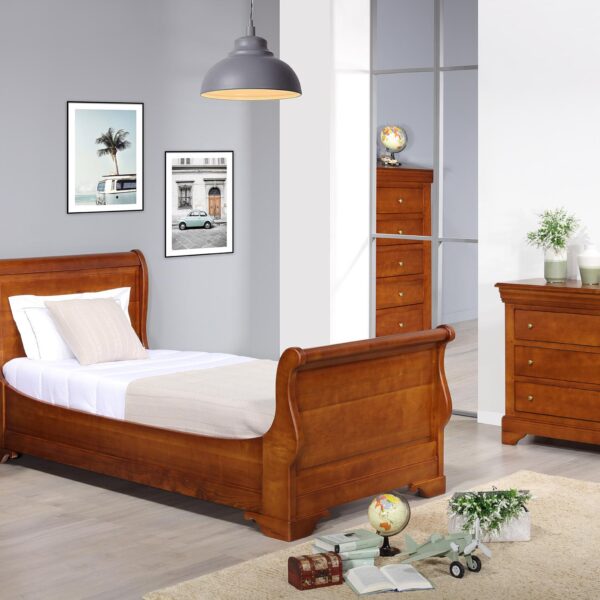 Lit Bateau Camille 90x190 réalisée en Merisier Massif de style Louis Philippe