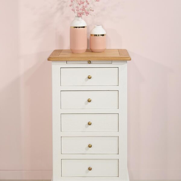 Chiffonnier 5 tiroirs Adam réalisé en chêne massif de style Louis Philippe