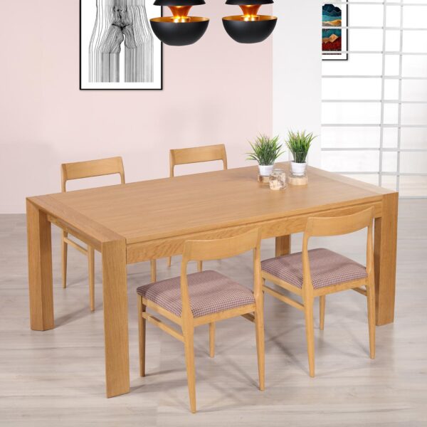 Table de repas rectangulaire  180X100 réalisée en Chêne Ligne Contemporaine Double allonge à l'extrémité de la table  SEULEMENT 1 DISPONIBLE