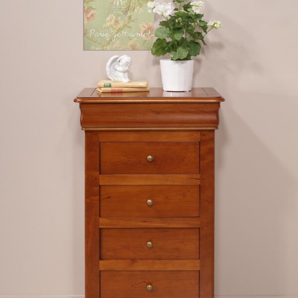 Chiffonnier 5 tiroirs Paul réalisé en Merisier Massif de style Louis Philippe