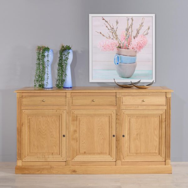 Buffet 3 portes 3 tiroirs Valentin, réalisé en Chêne massif de style Directoire