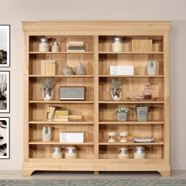 Bibliothèque Simon réalisée en Chêne massif de style Louis Philippe Longueur 200 cm