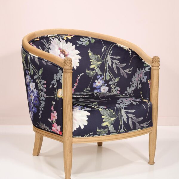 Fauteuil Cabriolet Mathieu réalisé en Chêne Massif de style Louis Philippe Tissu d'ameublement FSM