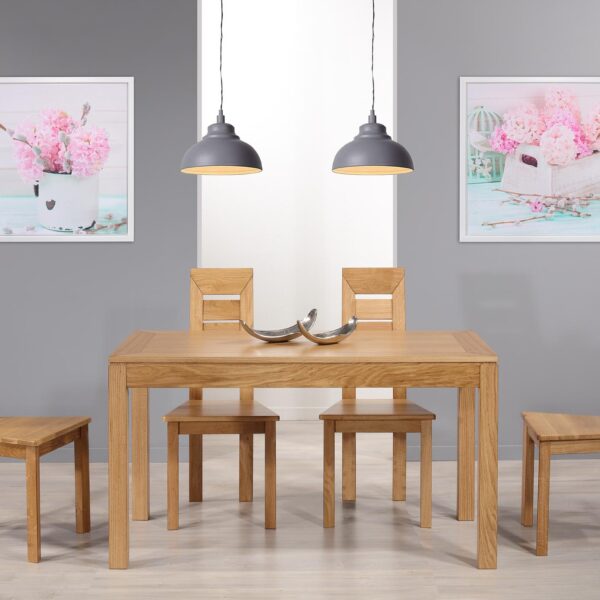 Table de repas rectangulaire Théo 140x70 réalisée en Chêne Ligne Contemporaine Finition Chêne traditionnelle